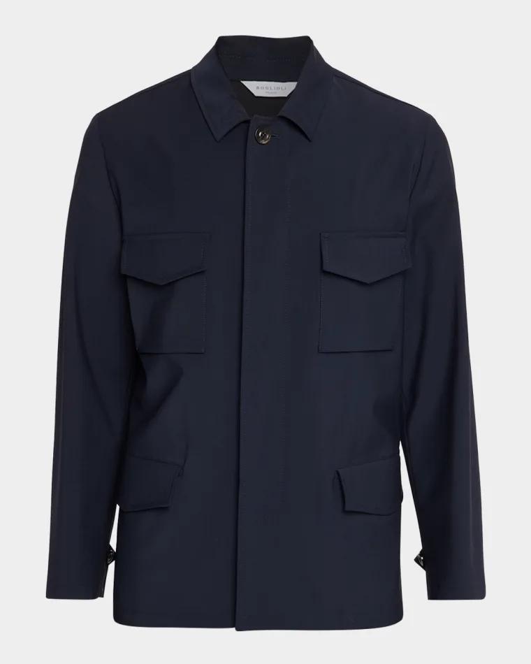 Men's Wool Flap-Pocket Field Jacket by BOGLIOLI