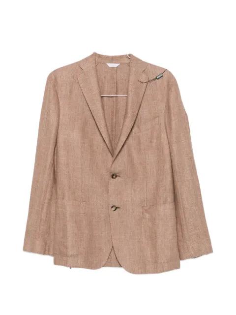 herringbone-weave single-breasted blazer by BOGLIOLI