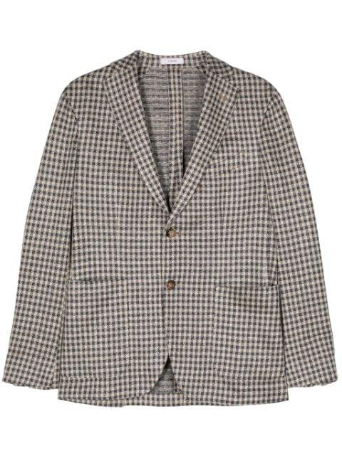 houndstooth-pattern linen blazer by BOGLIOLI