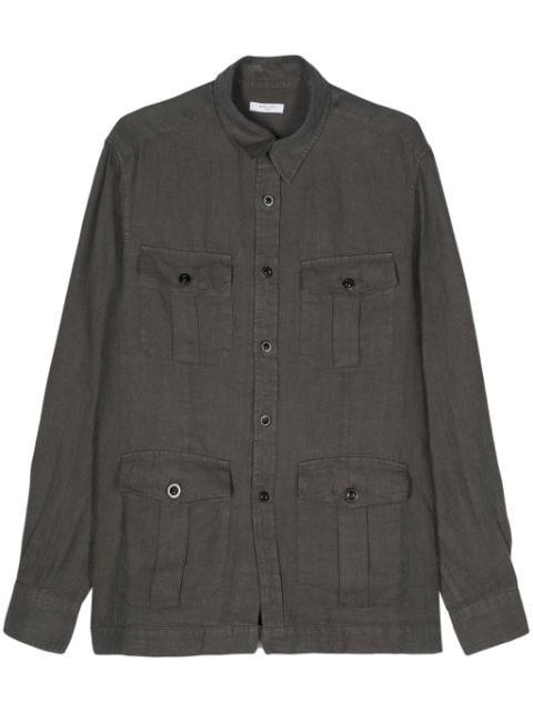 tonal stitching linen shirt jacket by BOGLIOLI