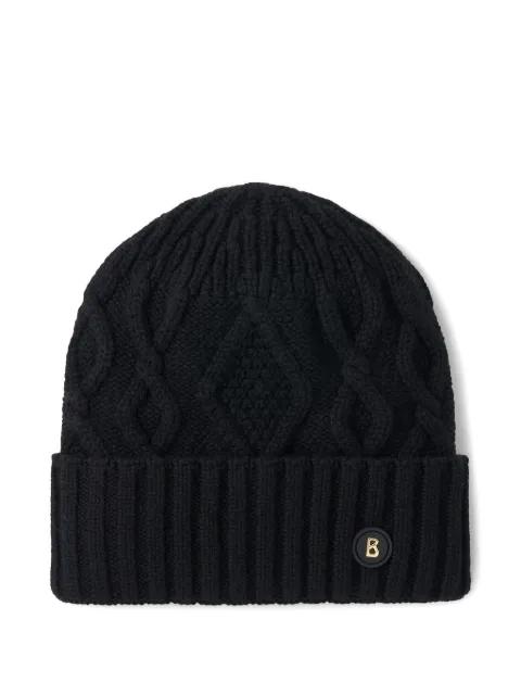 cable-knit logo beanie hat by BOGNER