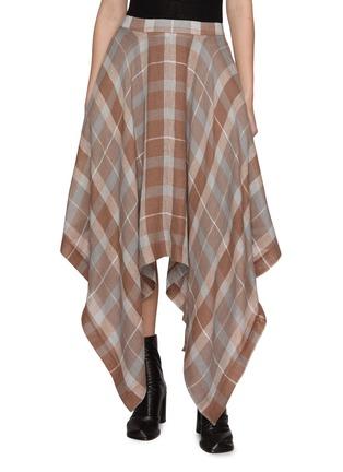 Tartan Asymmetrical Maxi Skirt by BOINIGAN