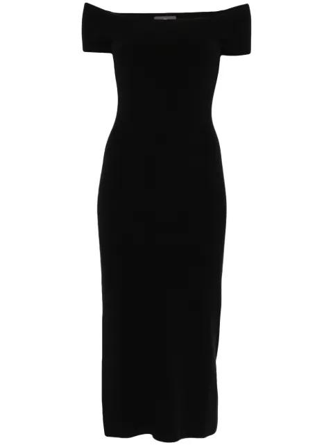 Bardot-neckline midi dress by BOMPARD