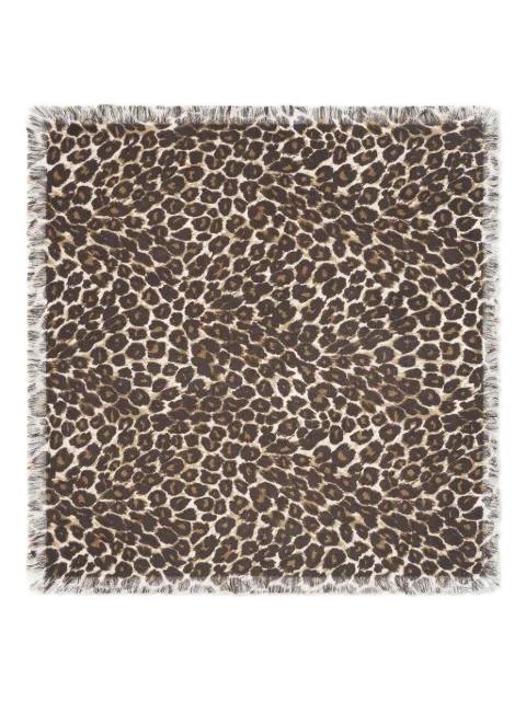 leopard-print square-frame scarf by BOMPARD