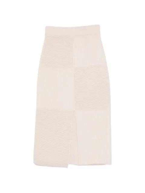 ribbed front-slit midi skirt by BOMPARD