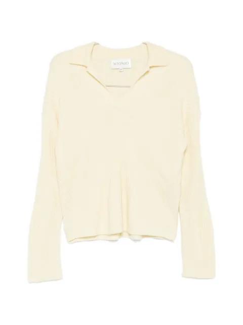 two-tone ribbed polo top by BOMPARD