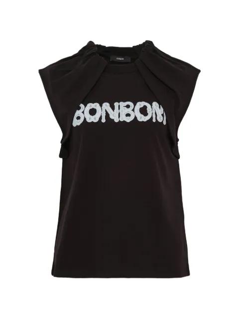 Piercing sticker-print drape top by BONBOM