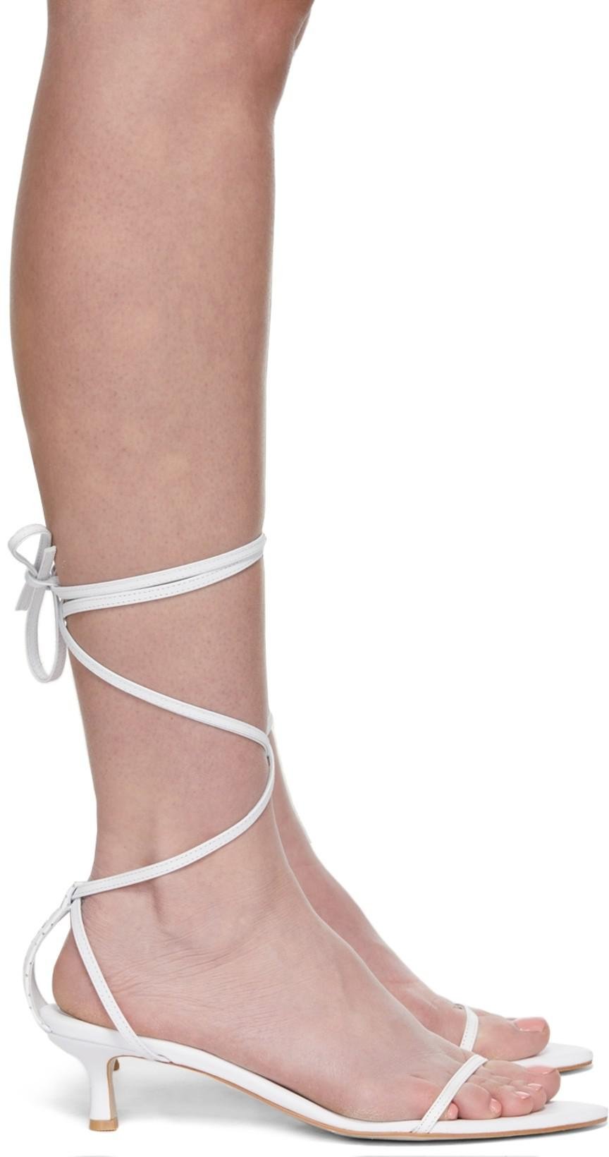 White the VOLON Edition Lace-Up Heeled Sandals by BONBOM