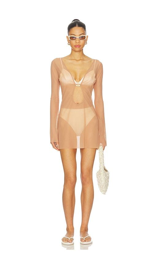 Bond Eye Ring Priya Mini Dress in Tan by BOND-EYE