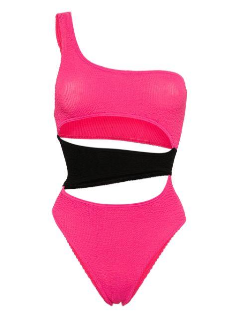 Splice cut-out smocked swimsuit by BOND-EYE