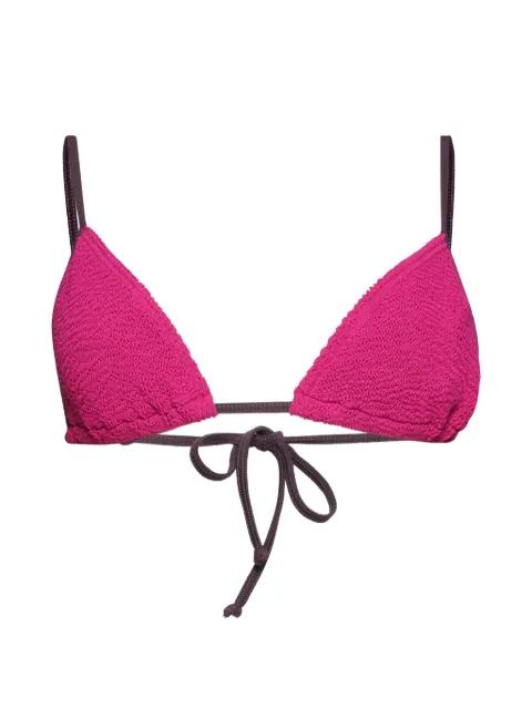 contrast-trim triangle bikini top by BOND-EYE