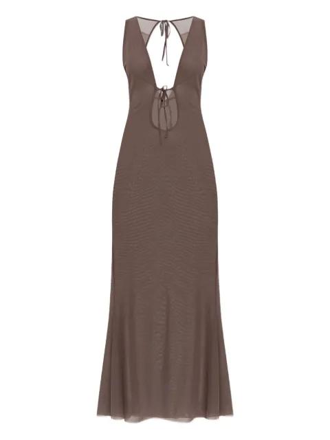 mesh tie maxi dress by BOND-EYE