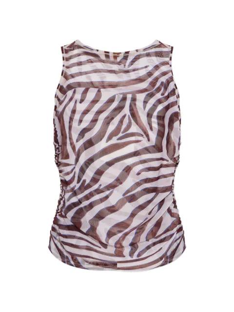 mesh zebra-print top by BOND-EYE