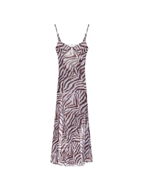 zebra-print mesh maxi beach dress by BOND-EYE