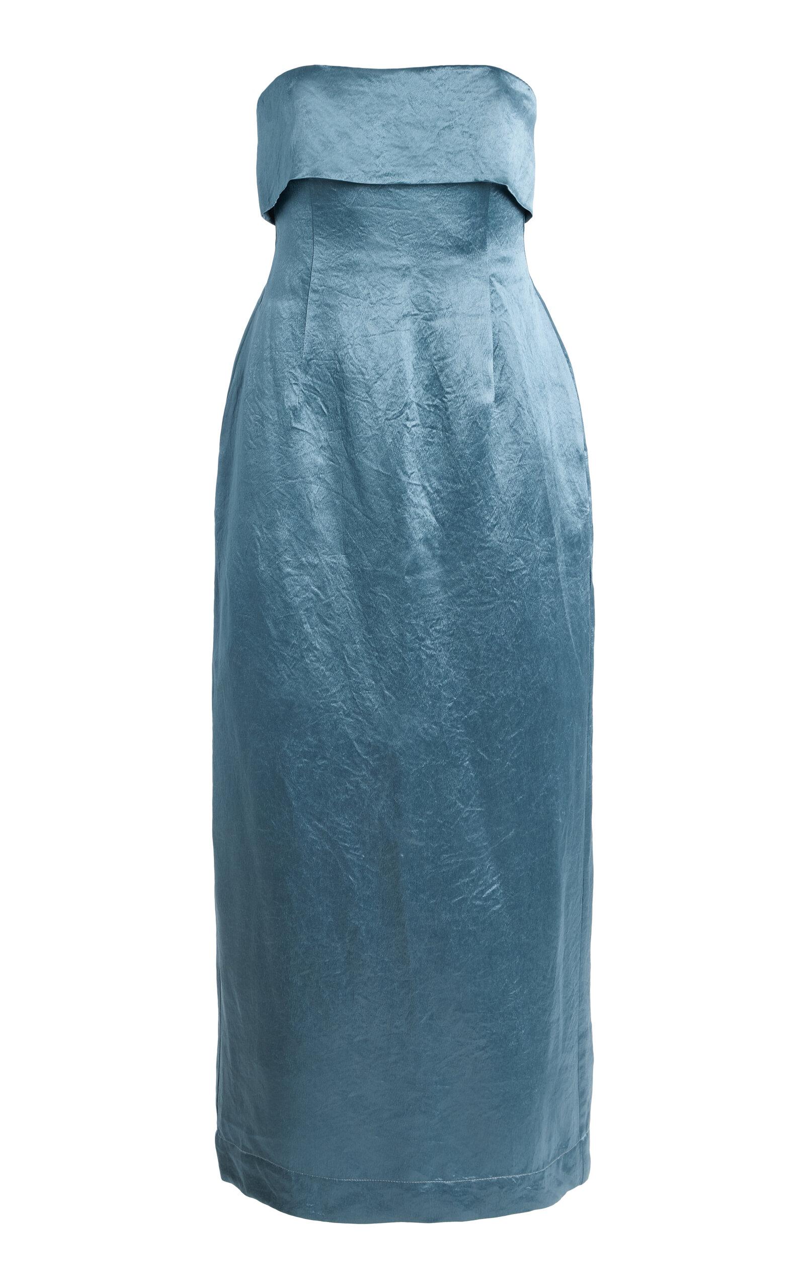 BONDI BORN Kobe Strapless Crinkled-Satin Maxi Dress - Moda Operandi by BONDI BORN