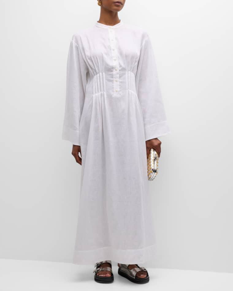 Nikko Pleated Linen Maxi Caftan Dress by BONDI BORN