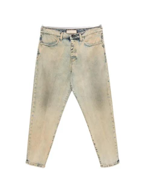 acid-wash tapered jeans by BONHEUR