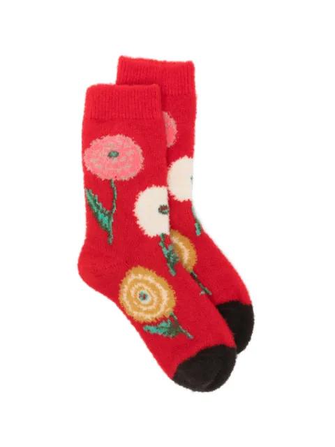 floral-intarsia ribbed-trim socks by BONNE MAISON