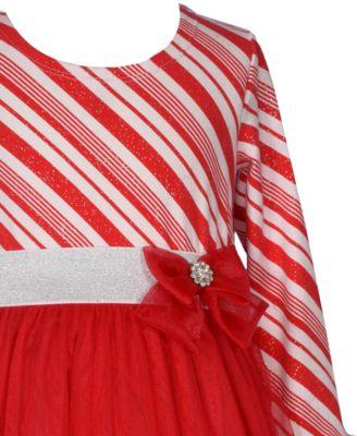 Little Girls Candy Cane Stripe Santa Dress by BONNIE JEAN