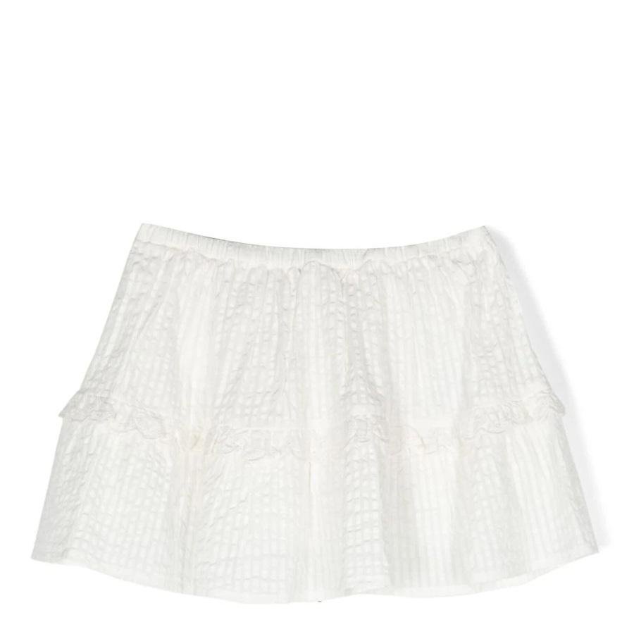 Bonpoint Blanc Lait Tiered Jupe Cattleya Cotton Skirt by BONPOINT