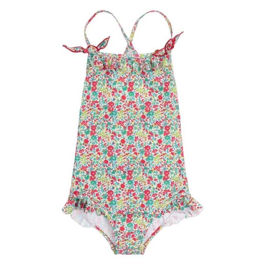 Bonpoint Girls Floral Print Abbie Ruffled 1-Piece Swimsuit by BONPOINT