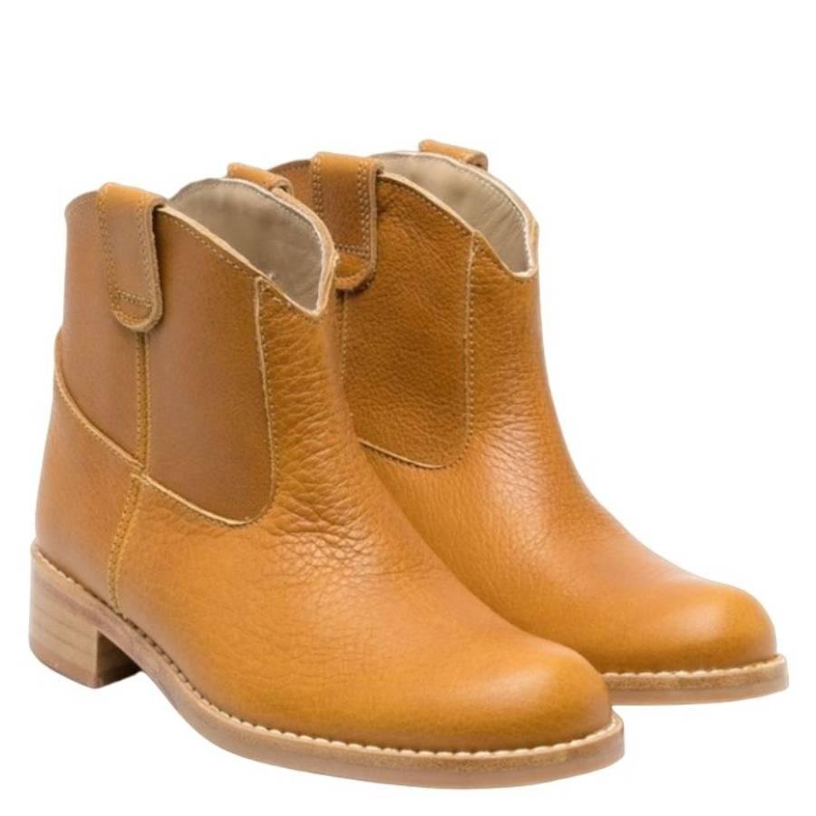 Bonpoint Girls Ocre Santiag Leather Boots by BONPOINT