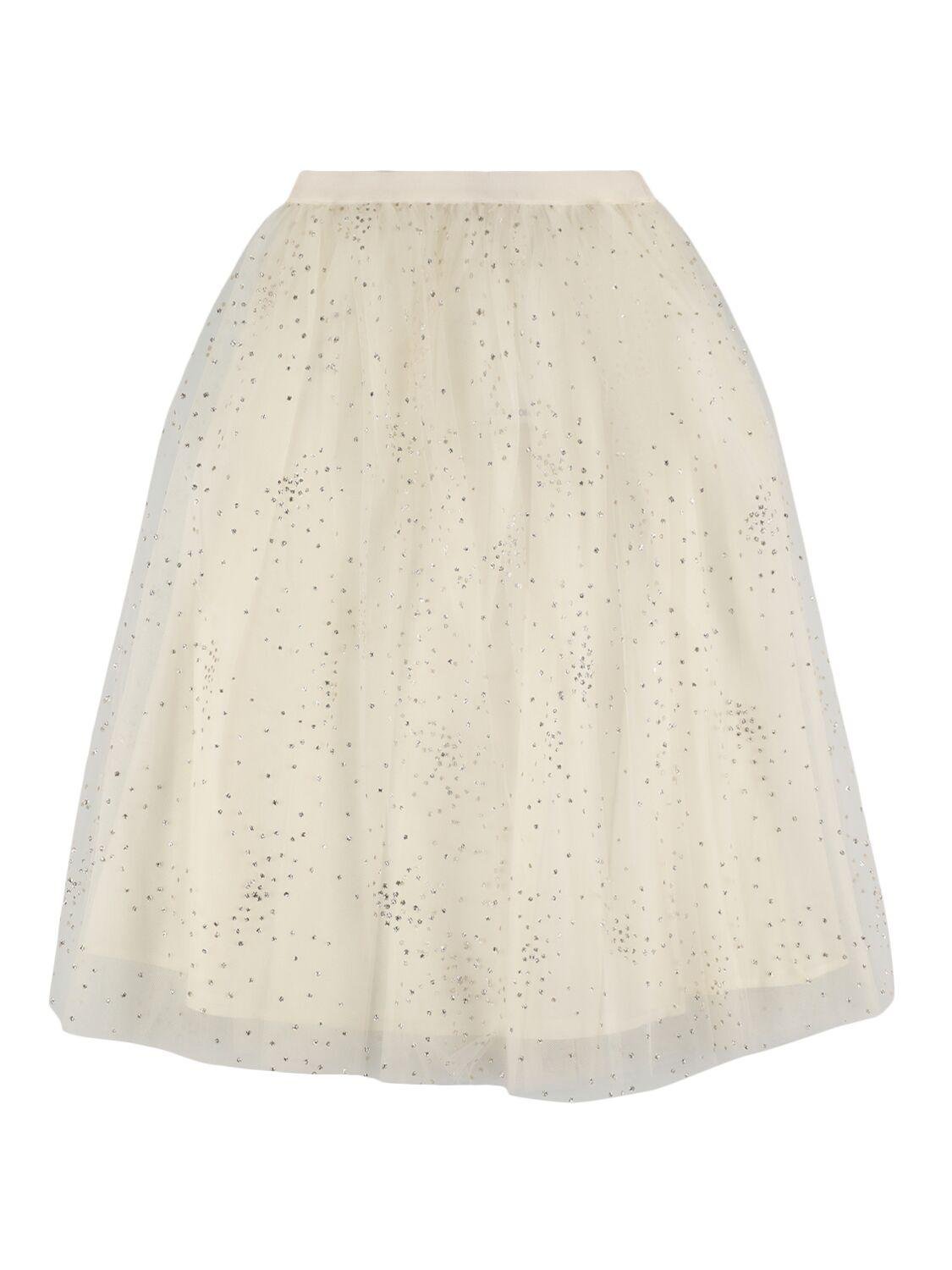 Glittered Stretch Tulle & Satin Skirt by BONPOINT