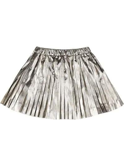 Pleated laminated mini skirt by BONPOINT