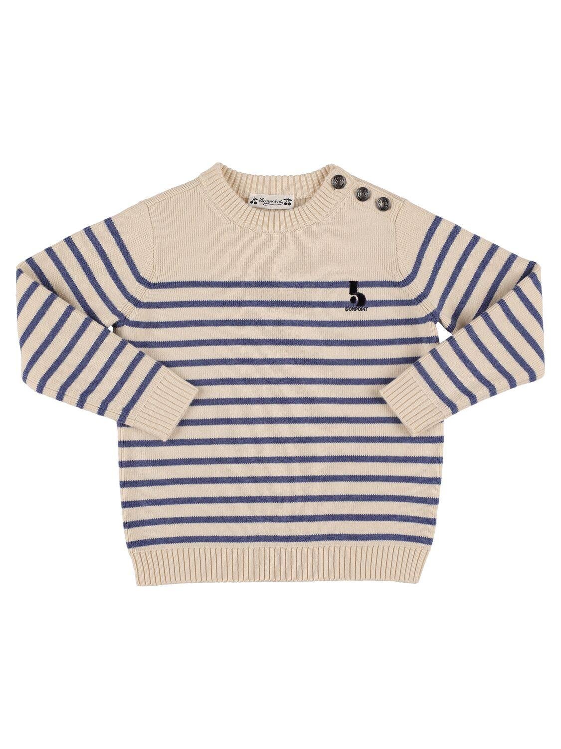 Striped Cotton & Wool Knit Sweater by BONPOINT
