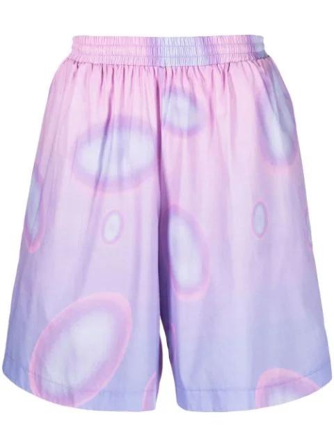 circle-print gradient shorts by BONSAI
