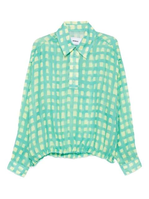gingham-check drawstring shirt by BONSAI