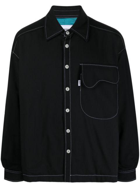 logo-patch contrast-stitching shirt by BONSAI