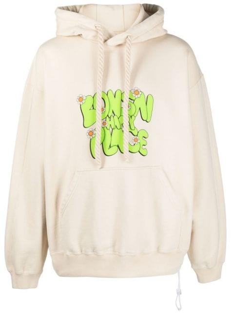 logo-print cotton hoodie by BONSAI