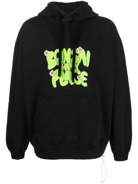 logo-print cotton hoodie by BONSAI