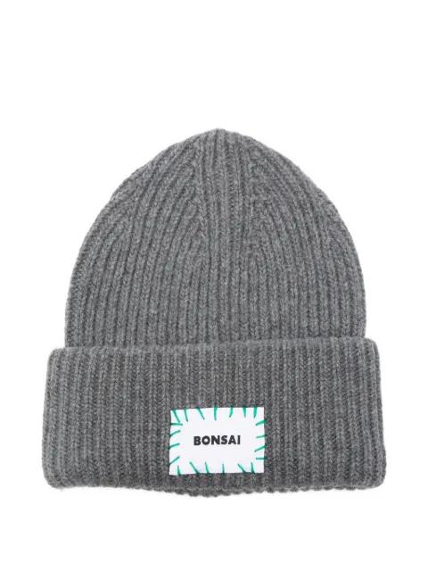 logo ribbed beanie hat by BONSAI