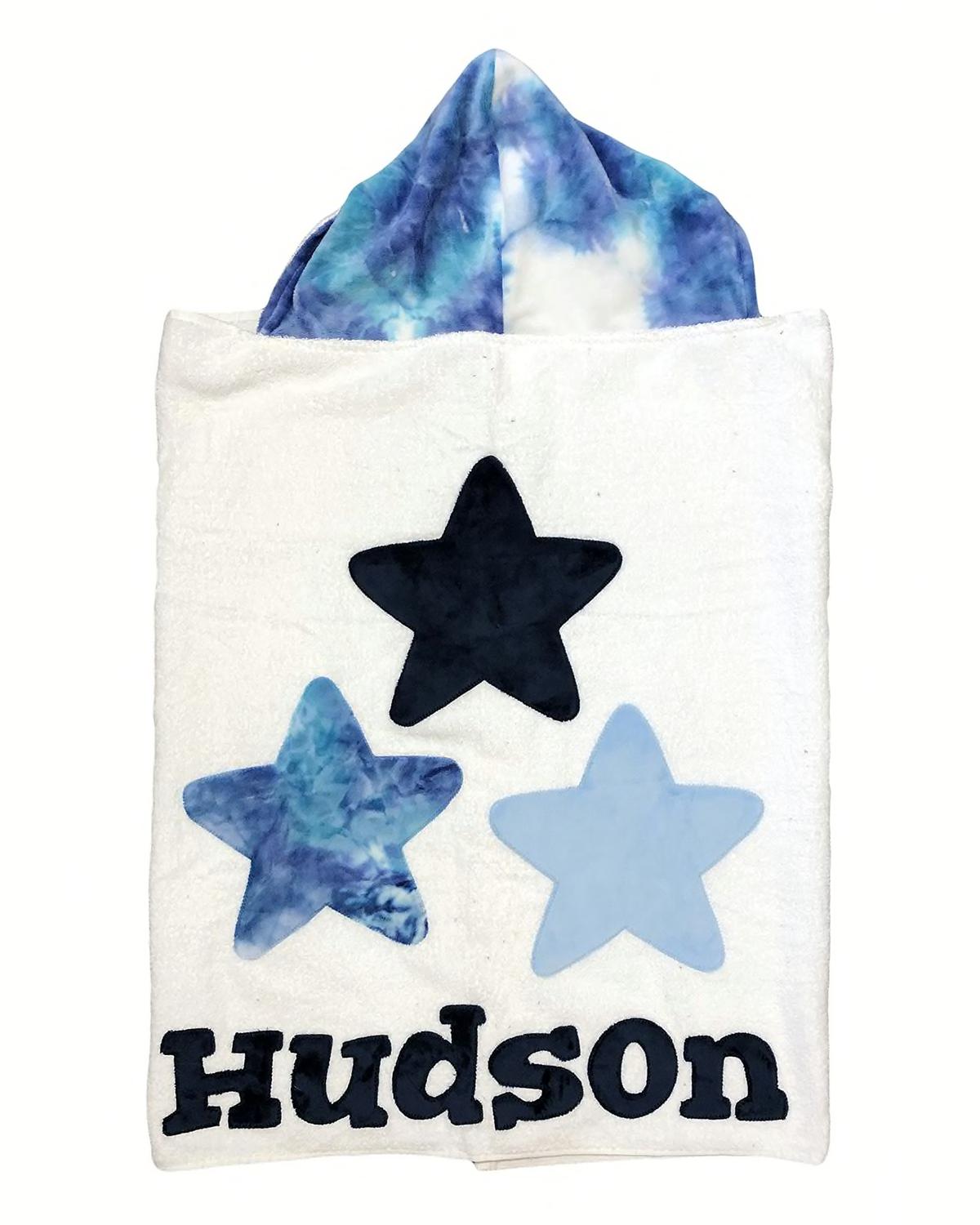 Boy's Triple Stars Tie-Dye Hooded Towel, Personalized by BOOGIE BABY