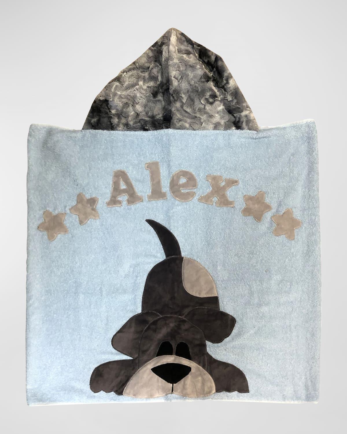 Happy Tails Personalized Hooded Towel Blue by BOOGIE BABY
