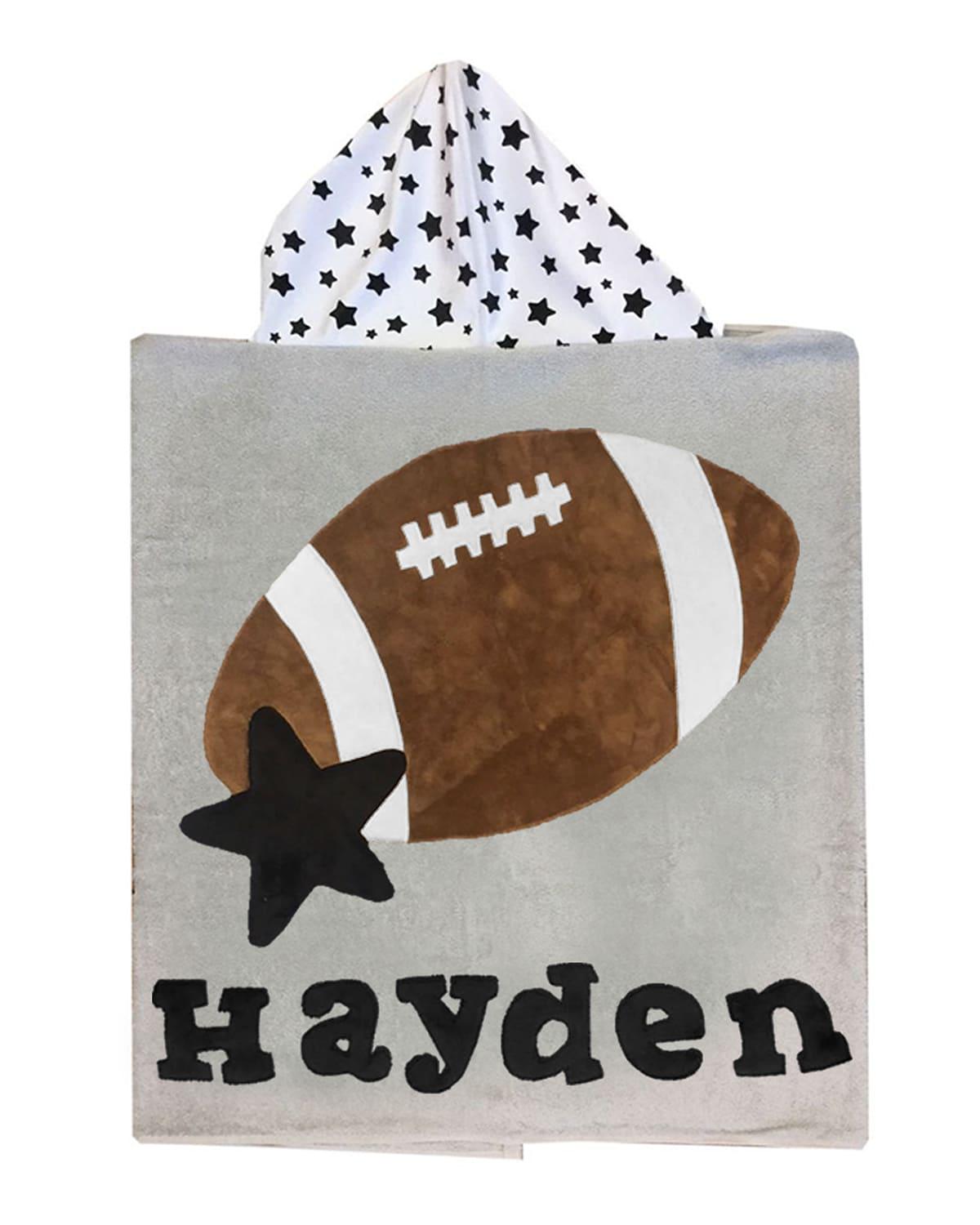 Kid's Football Star-Print Hooded Towel, Personalized by BOOGIE BABY