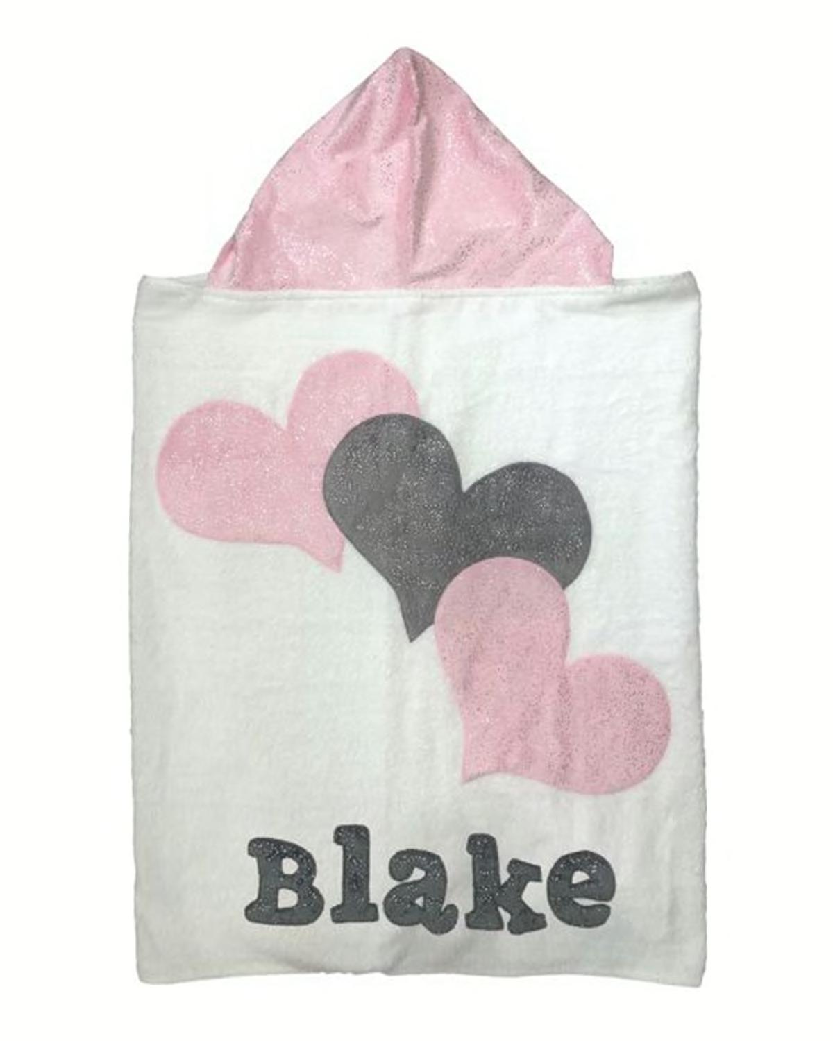 Personalized Triple Hearts Hooded Towel by BOOGIE BABY