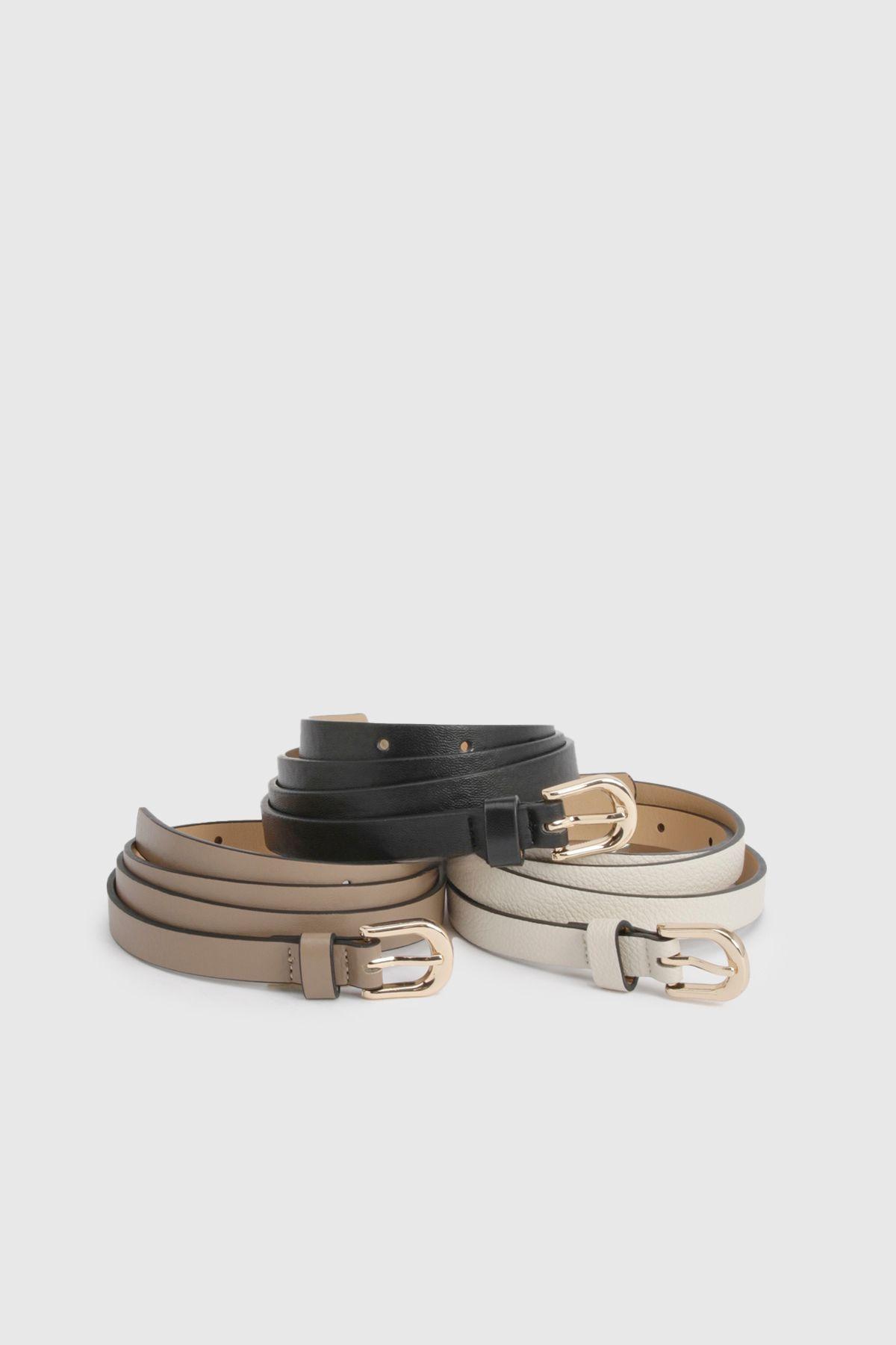3 Pack Basic Skinny Belts by BOOHOO