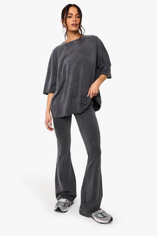Acid Wash Flared Legging by BOOHOO