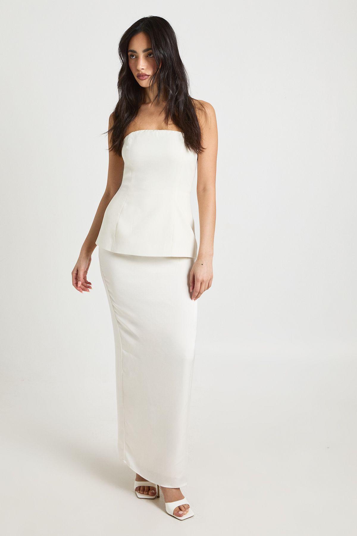 Bandeau 2 in 1 Woven Maxi Dress by BOOHOO