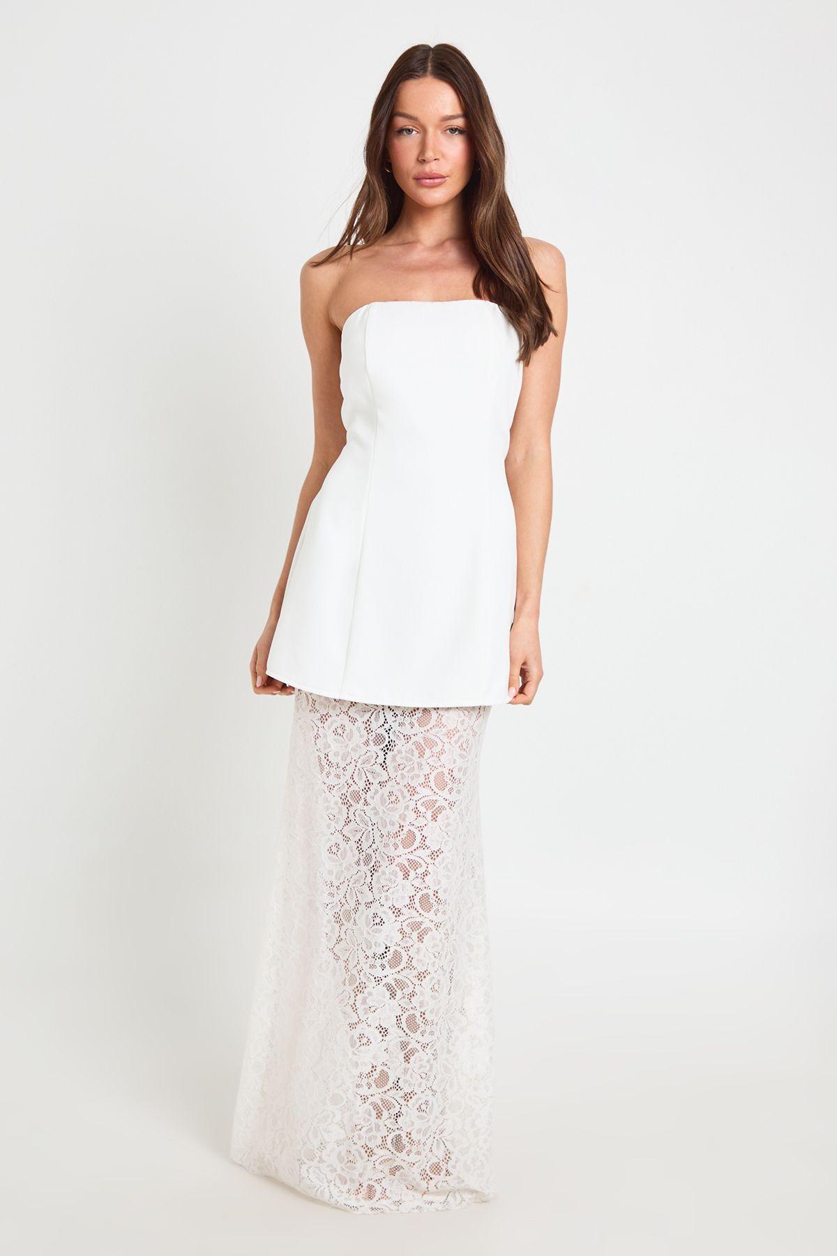Bandeau Lace Skirt Maxi Dress by BOOHOO