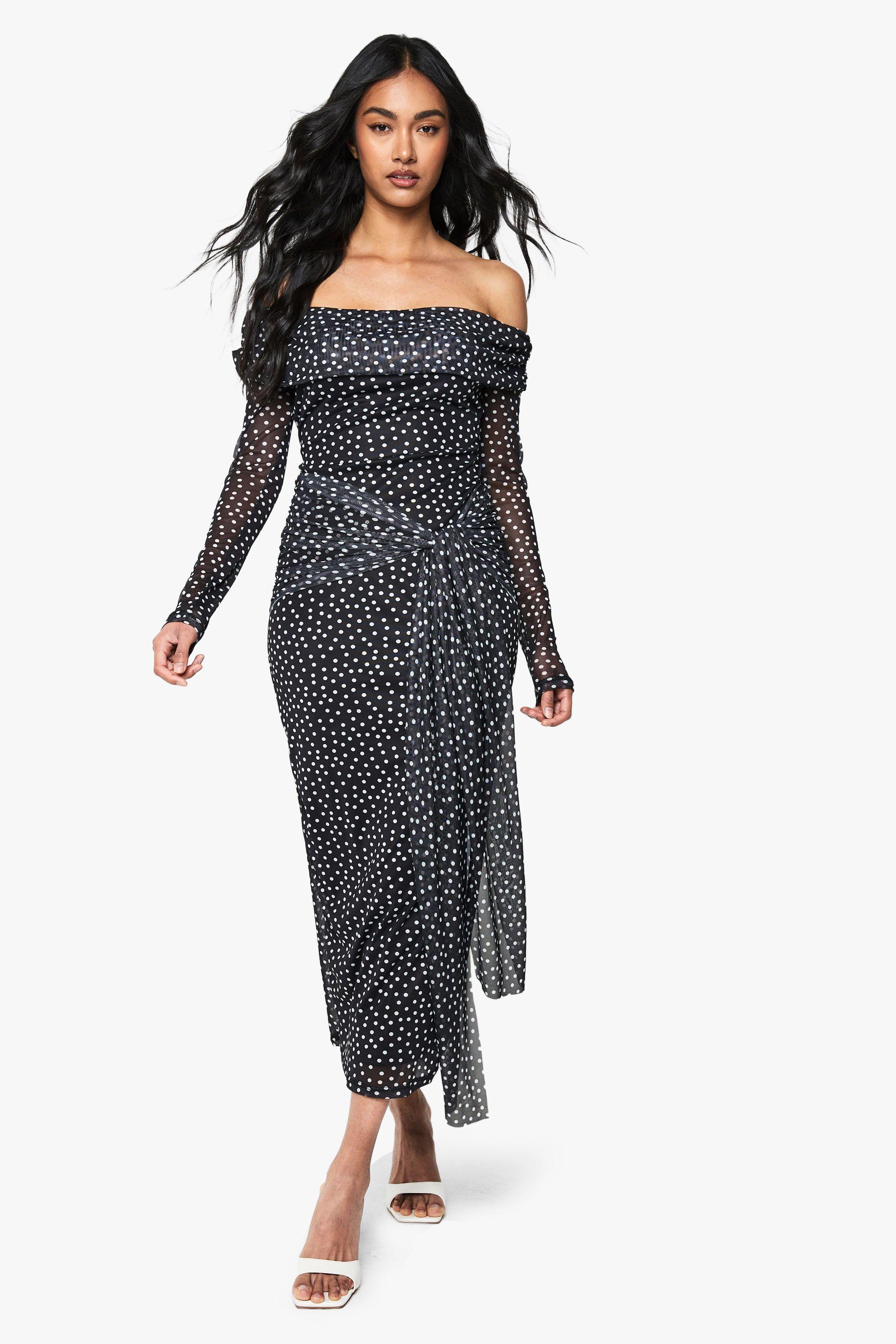 Bardot Polka Tie Waist Maxi Dress by BOOHOO
