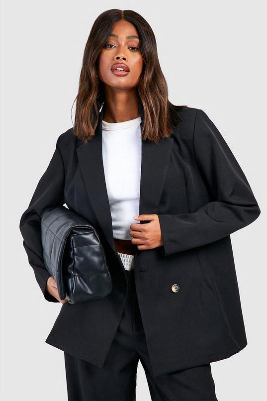 Basic Double Breasted Oversized Blazer by BOOHOO