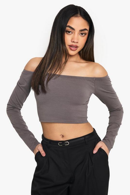 Basic Off The Shoulder Long Sleeve Top by BOOHOO