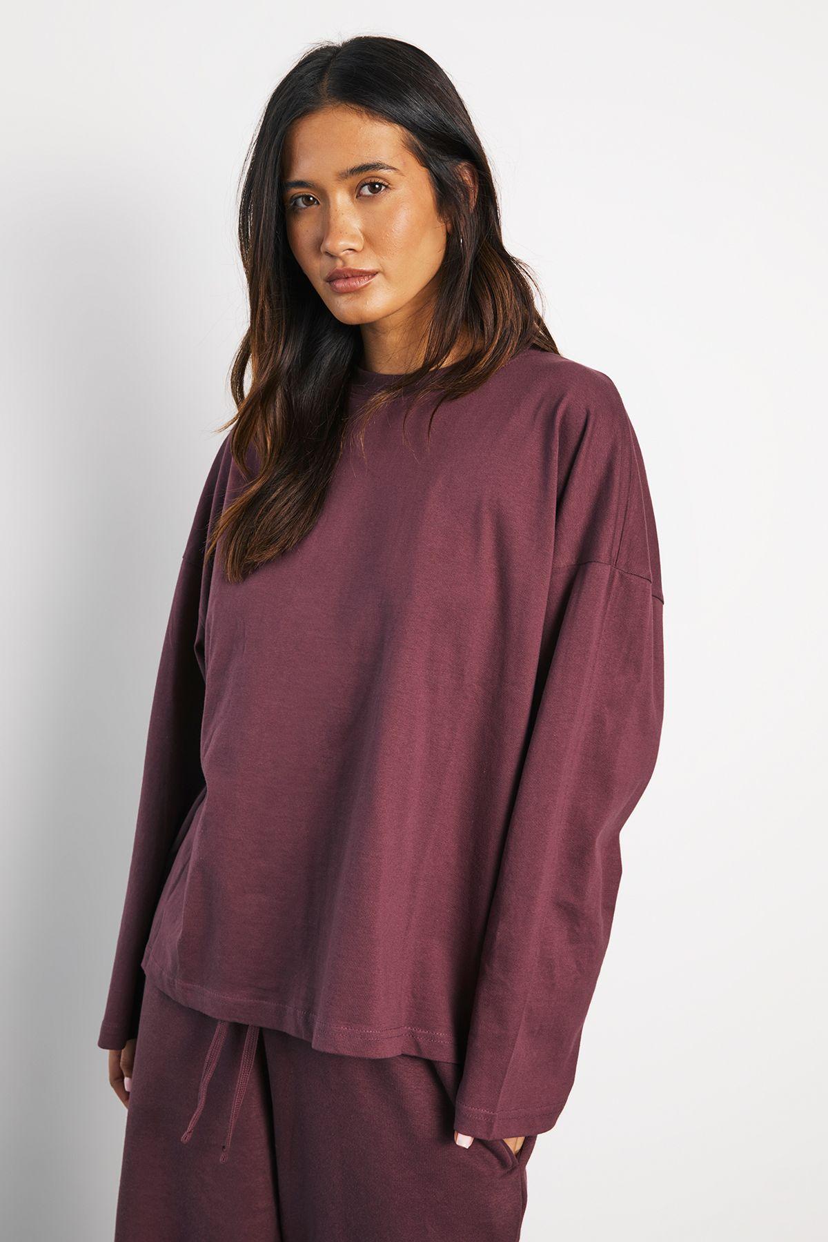 Basic Oversized Long Sleeve T-Shirt by BOOHOO