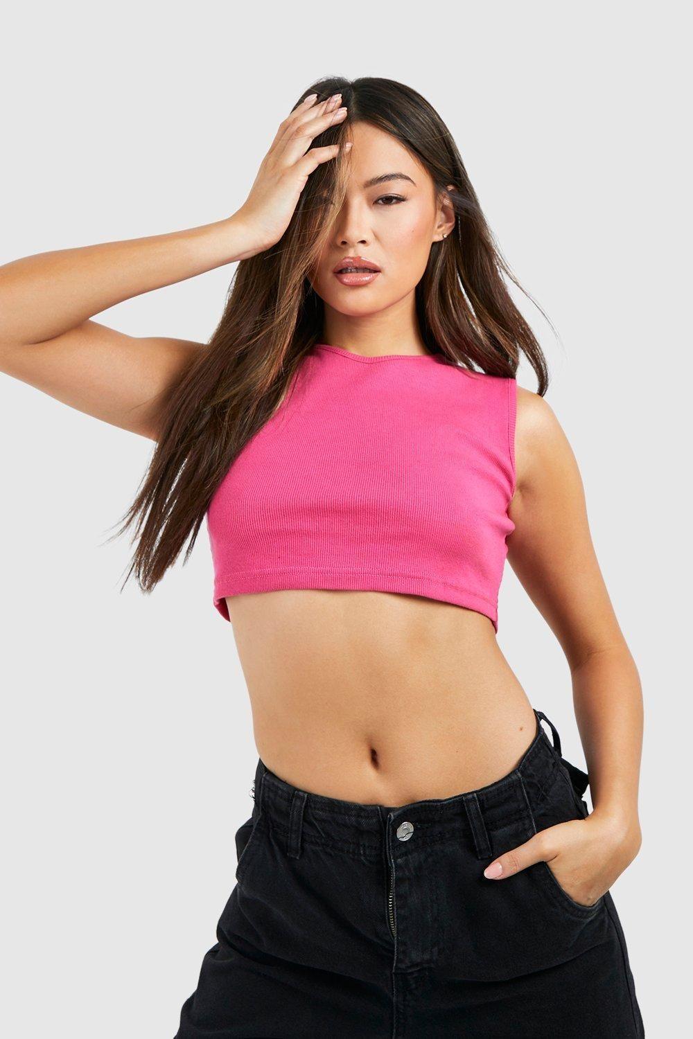 Basic Rib High Neck Vest by BOOHOO