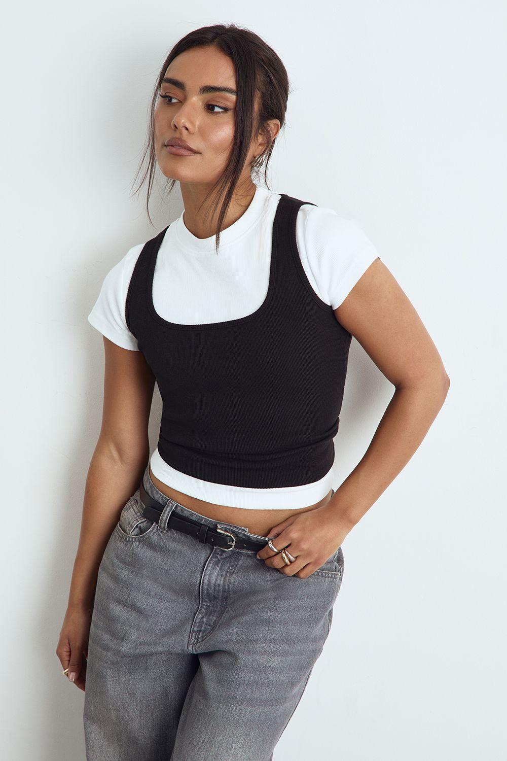 Basic Rib Tank Vest Top by BOOHOO