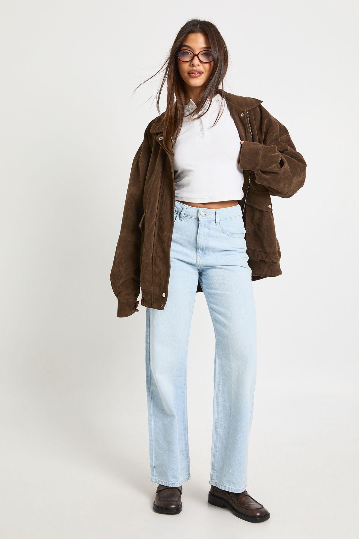 Basics High Waist Straight Leg Jean by BOOHOO